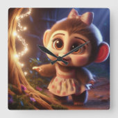 Cute monkey in a dress スクエア壁時計 (正面)