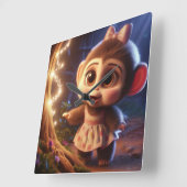 Cute monkey in a dress スクエア壁時計 (傾斜)