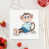 Cute Monkey in Blue Striped Shirt and Shorts スタンダードランチョンナプキン (インサイチュ)