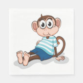 Cute Monkey in Blue Striped Shirt and Shorts スタンダードランチョンナプキン (正面)