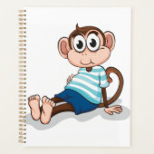 Cute Monkey in Blue Striped Shirt and Shorts プランナー手帳 (正面)