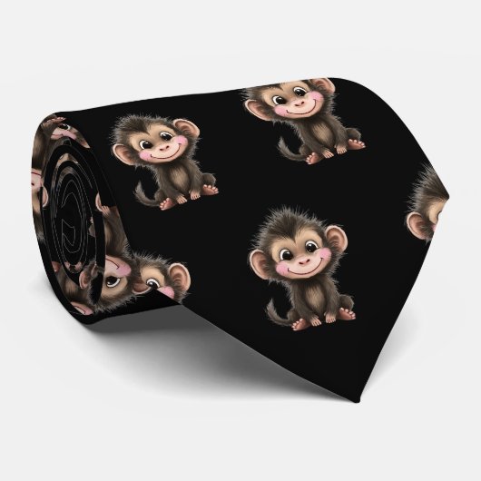 Cute Monkey Kawaii Neck Tie ネクタイ (ロール)