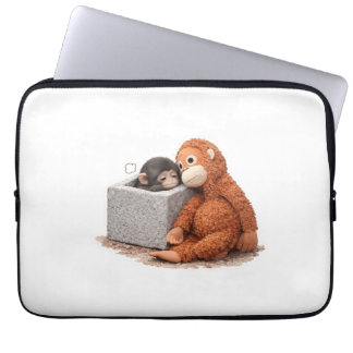 Cute Monkey Plush Laptop Sleeve Cozy Aesthetic Ani ラップトップスリーブ