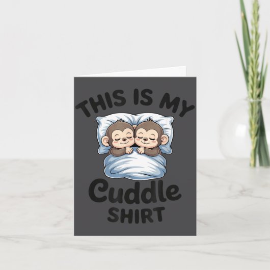 Cute Monkey Sleep Couple This Is My Cuddle カード (正面)