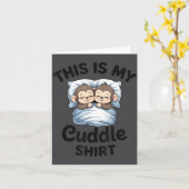 Cute Monkey Sleep Couple This Is My Cuddle カード (黄色い花)