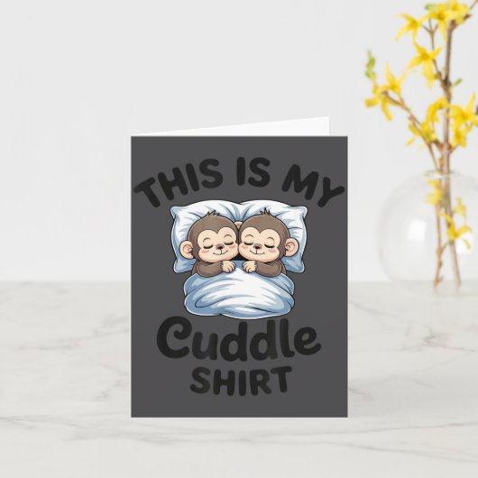 Cute Monkey Sleep Couple This Is My Cuddle  カード (黄色い花)