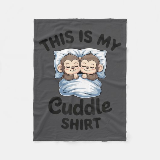 Cute Monkey Sleep Couple This Is My Cuddle フリースブランケット (正面)