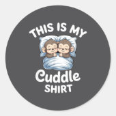 Cute Monkey Sleep Couple This Is My Cuddle  ラウンドシール (正面)
