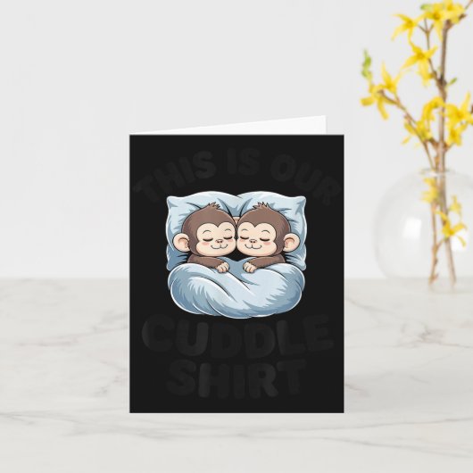 Cute Monkeys Snuggle This Is Our Cuddle  カード (黄色い花)