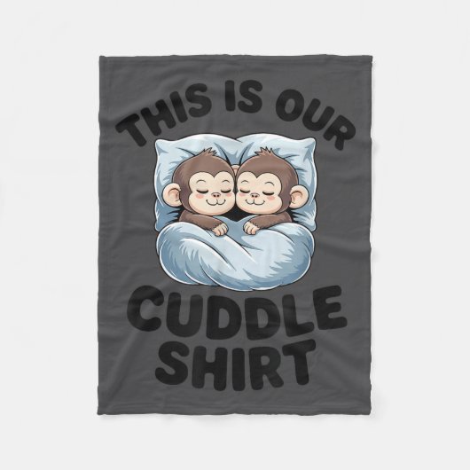 Cute Monkeys Snuggle This Is Our Cuddle フリースブランケット (正面)