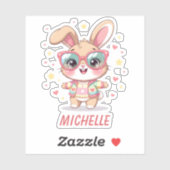 Cute monogram girly bunny wearing glasses シール (シート)