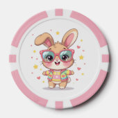 Cute monogram girly bunny wearing glasses ポーカーチップ (正面)