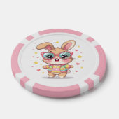 Cute monogram girly bunny wearing glasses ポーカーチップ (シングル)