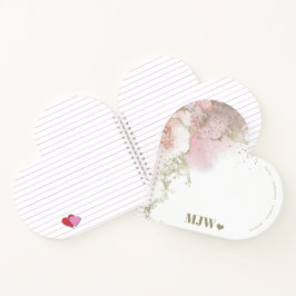 Cute Monogram Pink &金ゴールド抽象芸術とハート ノートブック