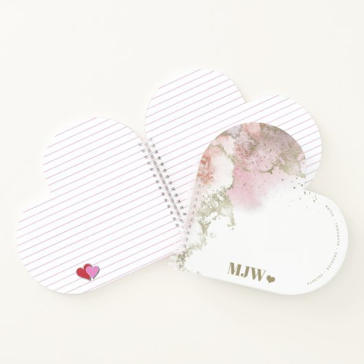 Cute Monogram Pink &金ゴールド抽象芸術とハート ノートブック (内部)