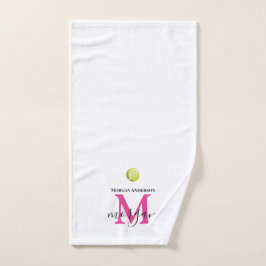 Cute Monogram Tennis Towel Player Girl Initials ハンドタオル