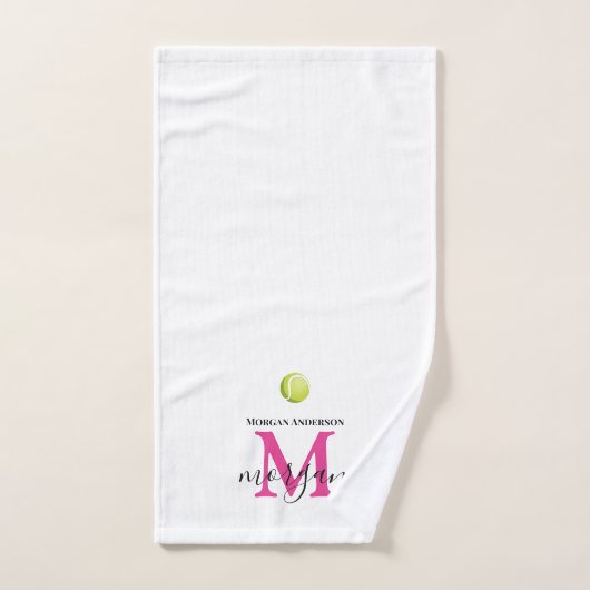 Cute Monogram Tennis Towel Player Girl Initials ハンドタオル (ハンドタオル)