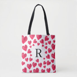 Cute Monogram Valentine's Day Hearts トートバッグ
