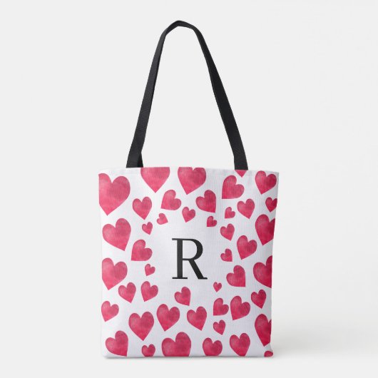 Cute Monogram Valentine's Day Hearts トートバッグ (裏面)