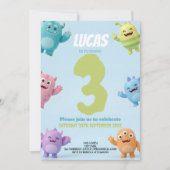 Cute Monster Birthday Party for Kids 招待状 (正面)