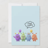 Cute Monster Birthday Party for Kids 招待状 (裏面)