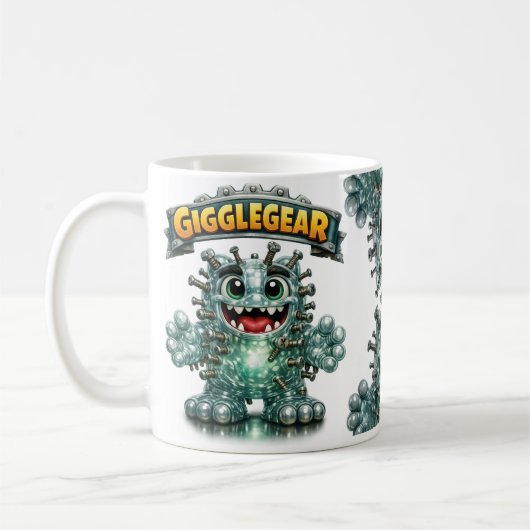 Cute Monster called "Giggle Gear" コーヒーマグカップ (左)