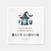 Cute Monster Fall Halloween Blue Coed Baby Shower スタンダードカクテルナプキン (正面)