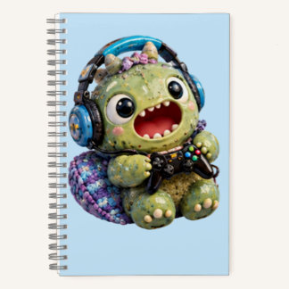 Cute Monster Gamer with Headphones Spiral Notebook ノートブック