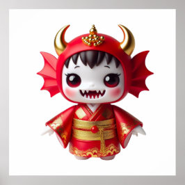 Cute Monster Girl Wall Art Poster – Spooky Fantasy ポスター