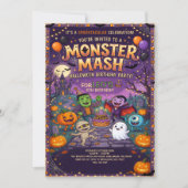 Cute Monster Mash Halloween Kids Birthday Party  招待状 (正面)