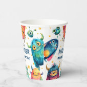 Cute Monster Mash Watercolor Kids' Birthday Party  紙コップ (右)