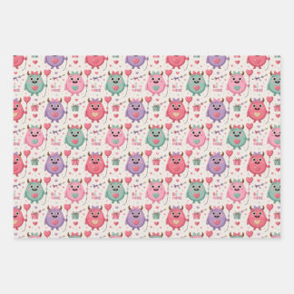 Cute monster Valentine wrapping paper ラッピングペーパーシート