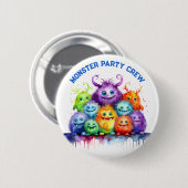 Cute Monsters Kids Birthday Party Crew 缶バッジ (正面&裏面)