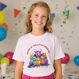 Cute Monsters Kids Birthday Party Sister Tシャツ