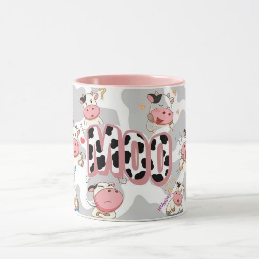 Cute “Moo Cow” Cartoon Design マグカップ (中央)