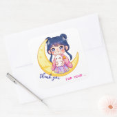 Cute Moon Bunny Girl  スクエアシール (封筒)