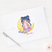 Cute Moon Bunny Girl  ラウンドシール (封筒)