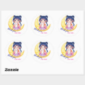 Cute Moon Bunny Girl  ラウンドシール (シート)