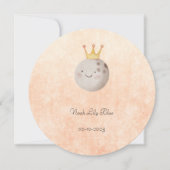 Cute Moon With Crown Baby Girl Card 招待状 (正面)