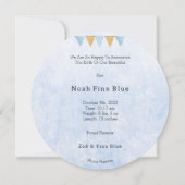 Cute Moon With Hat And Bow Baby Boy Card 招待状 (裏面)