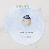 Cute Moon With Hat And Bow Baby Boy Card 招待状 (正面/裏面)