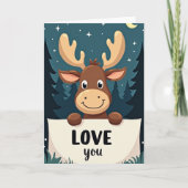 Cute Moose Forest Love You Card カード (正面)