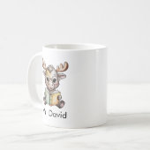 Cute Moose Reading a Book Custom コーヒーマグカップ (正面左)