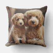 Cute Mother and Son Poodle Personalized クッション (正面)