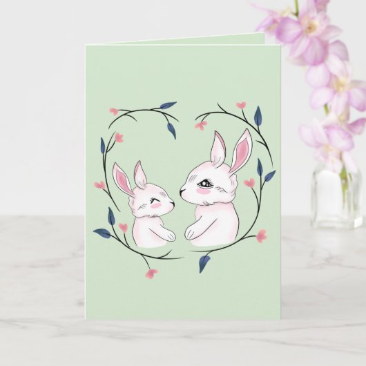 Cute Mother Bunny Floral Easter & Mother's Day カード (蘭)