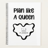 Cute Motivational Black and White Monogram Year プランナー手帳 (正面)