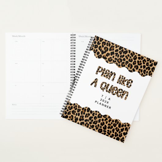 Cute Motivational Monogram Year Leopard Pattern プランナー手帳 (ディスプレー)