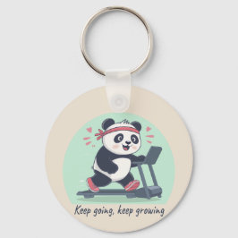 Cute Motivational Panda on Treadmill キーホルダー