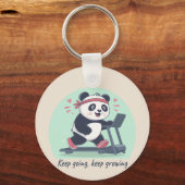 Cute Motivational Panda on Treadmill キーホルダー (裏面)