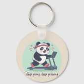 Cute Motivational Panda on Treadmill キーホルダー (裏面)